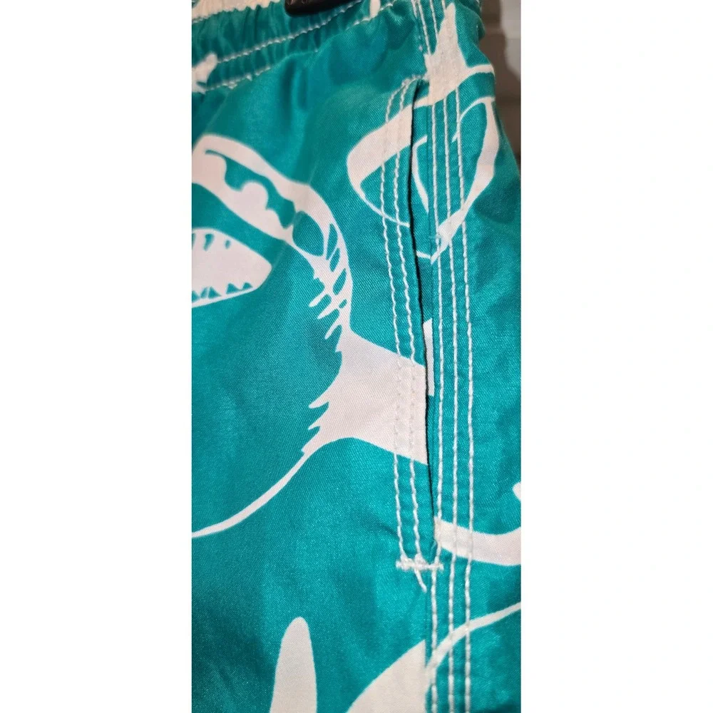 Gap Kids Boys XXL 14-16 Shark Print Swim Trunks Teal Green Board Shorts G86 Surf
